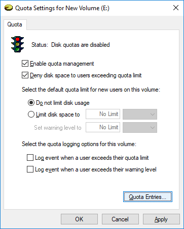 Haga clic en el botón Entradas de cuota en la parte inferior