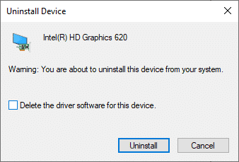 Ahora, se mostrará un mensaje de advertencia en la pantalla.  Marque la casilla Eliminar el software del controlador para este dispositivo y confirme la solicitud haciendo clic en Desinstalar |  reinstalar controladores Windows 10