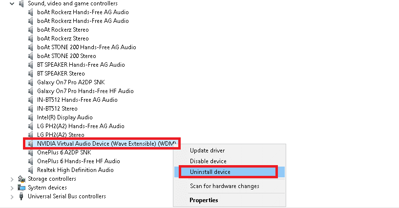 haga clic derecho en el controlador y seleccione Desinstalar dispositivo.  Cómo desinstalar y reinstalar controladores en Windows 10