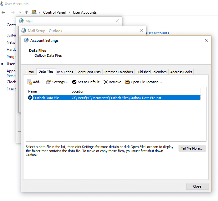 Seleccione la cuenta rota de las cuentas disponibles