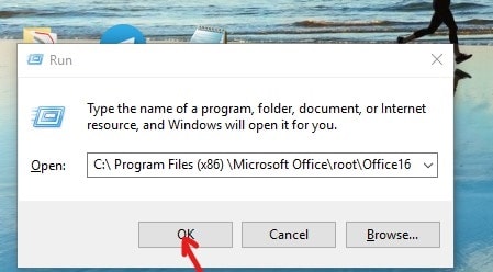 Haga clic en el botón Aceptar para abrir la Carpeta de OfficeHaga clic en el botón Aceptar para abrir la Carpeta de Office