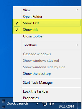 mostrar la barra de herramientas del título del texto