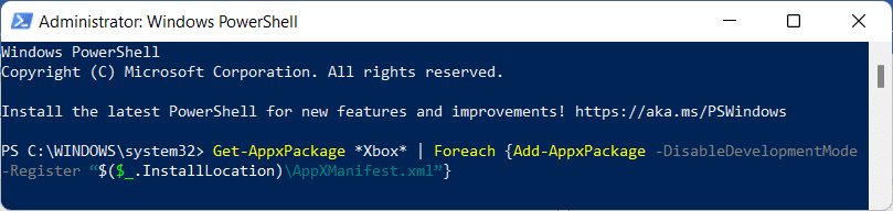 Xbox instala powershell win 11
