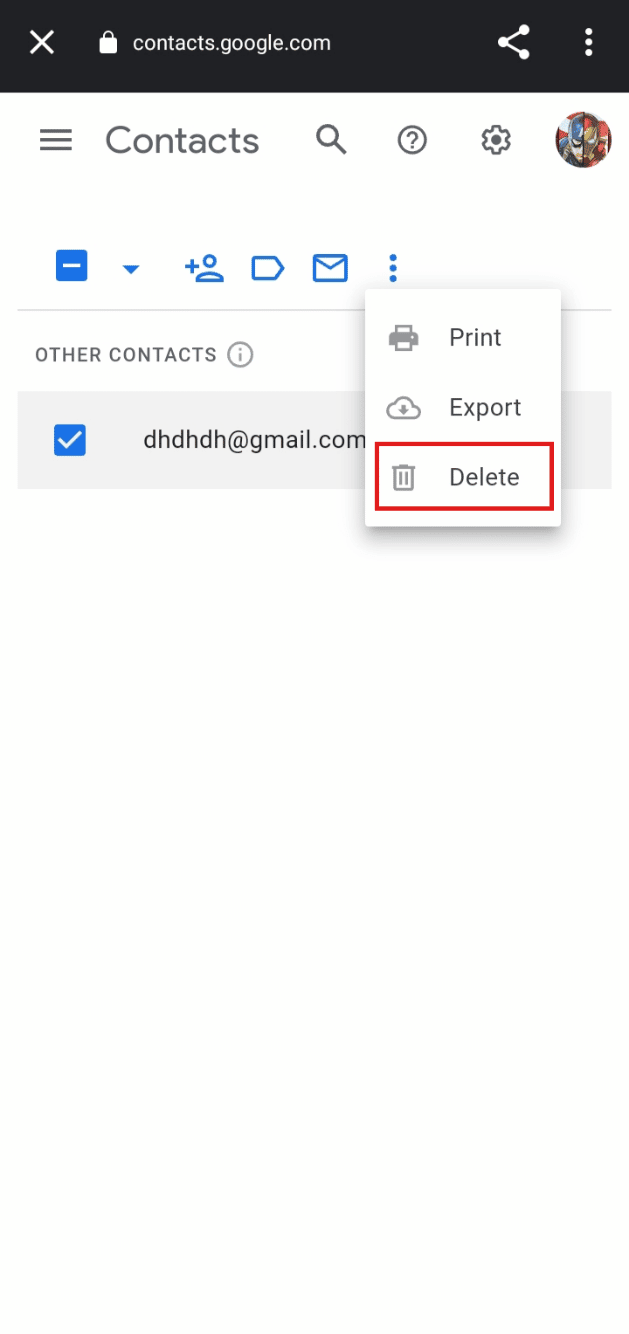 Toque Eliminar. | Cómo eliminar direcciones de correo electrónico de Gmail Autocompletar en Android | eliminar sugerencias de correo electrónico de la aplicación Gmail