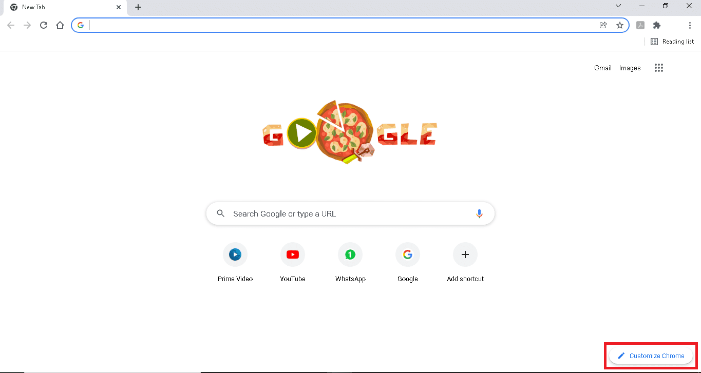 Haga clic en Personalizar Chrome en la esquina inferior derecha de la pantalla para cambiar el color y el tema.  Cómo eliminar temas de Chrome