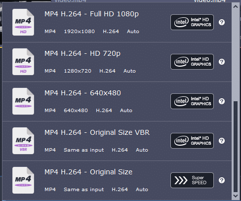 Después de hacer los cambios, seleccione el formato de salida deseado en Movavi