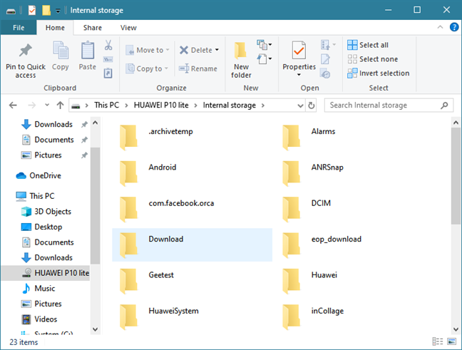 Foldery i pliki smartfona z systemem Android