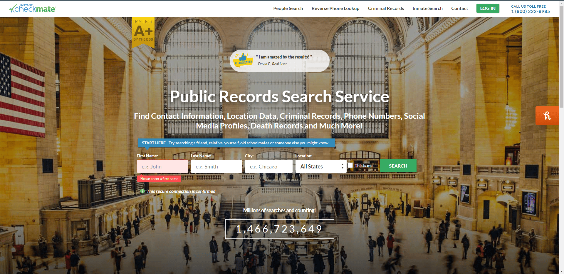 Sitio web oficial de Instant Checkmate.  Los mejores sitios web de búsqueda de personas