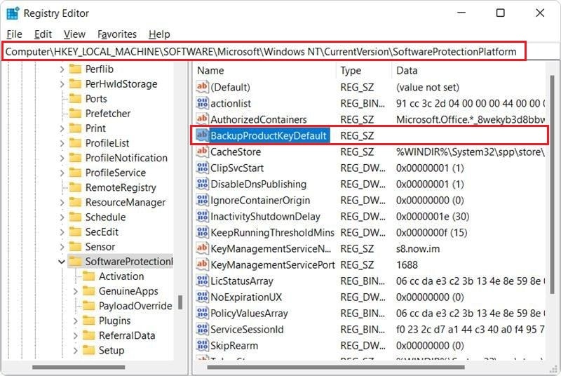 mostrar la clave del producto en el editor de registro