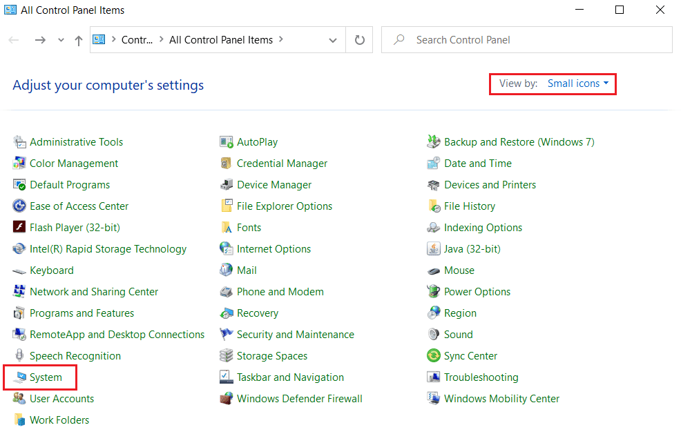 abrir Configuración del sistema desde el Panel de control