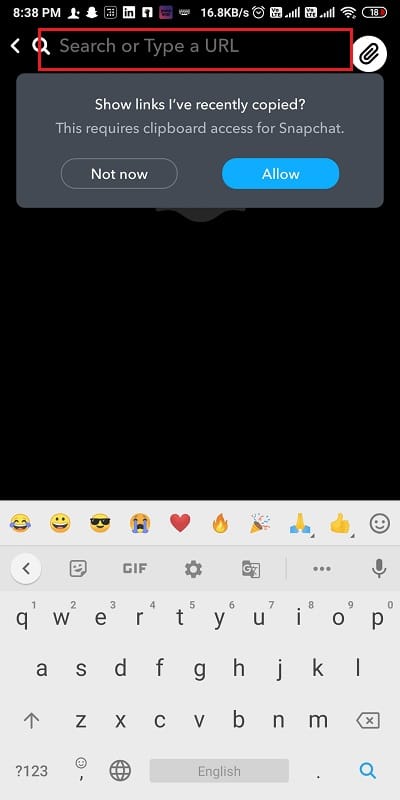 pegue la URL en el cuadro de texto para 'Escriba una URL'.