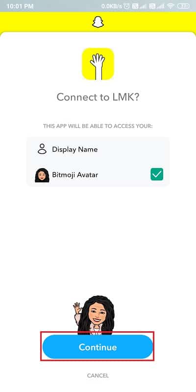 tienes que hacer clic en continuar para iniciar sesión.