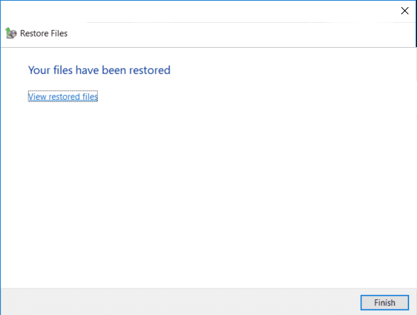 Finalmente, haga clic en Finalizar una vez que se complete la restauración.