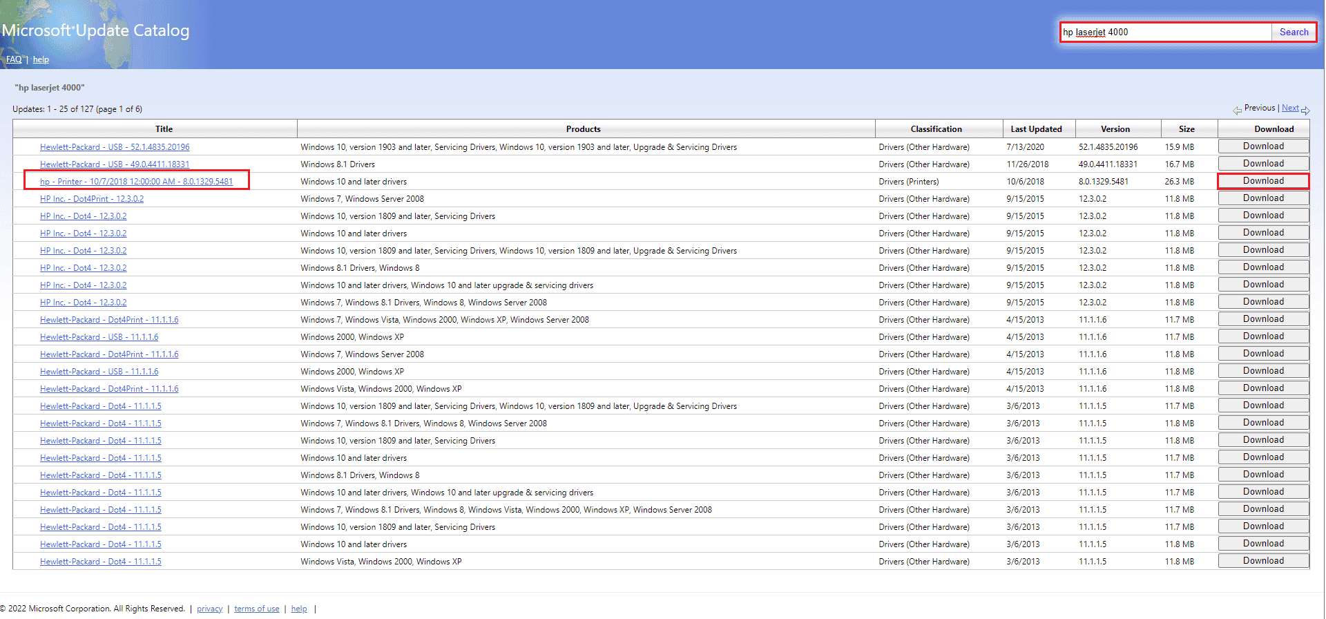 descargar controladores de impresora hp