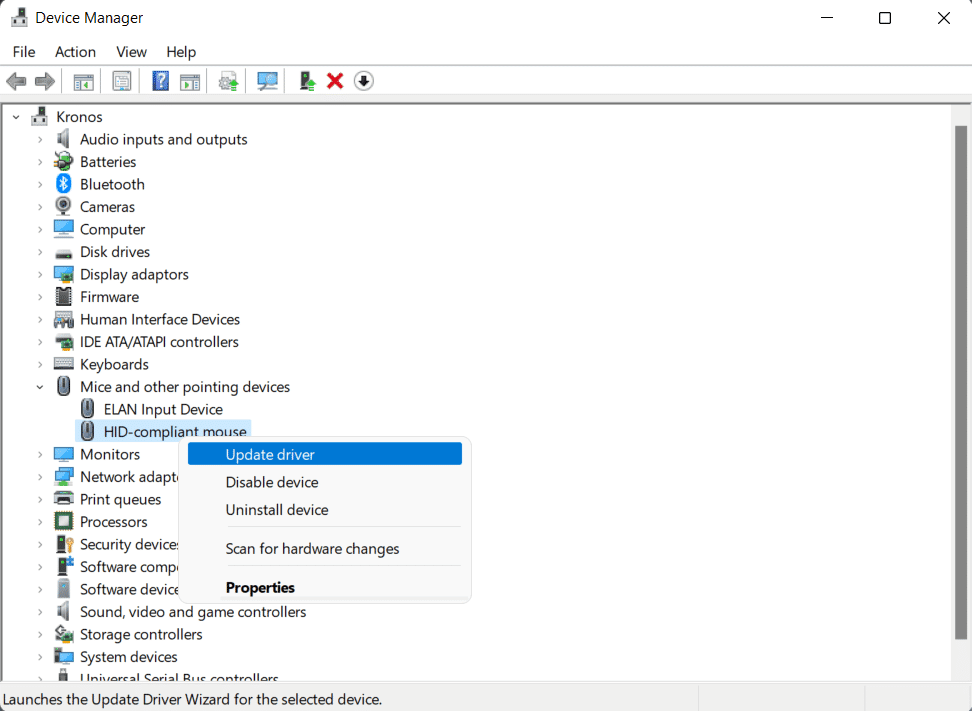 Actualice el controlador del mouse compatible con HID Win 11