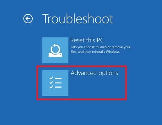 Haga clic en Opciones avanzadas.  cómo reparar Windows 11 con SFC y DISM