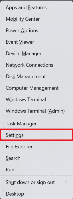 seleccione Configuración en el menú Enlace rápido.  Cómo reparar Windows 11