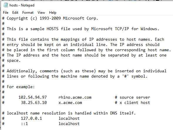 Modifique o realice los cambios necesarios en el archivo de hosts