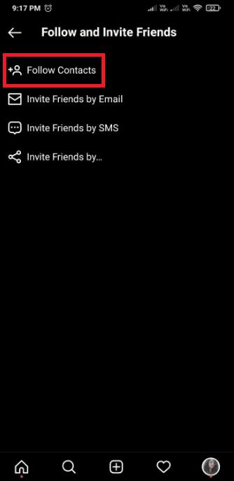 Toca Seguir contactos
