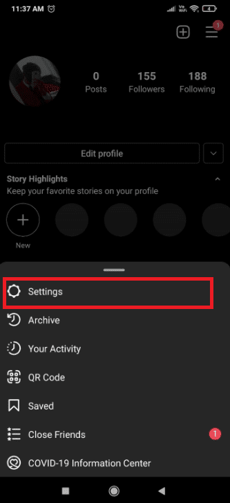 Presiona Configuración Instagram