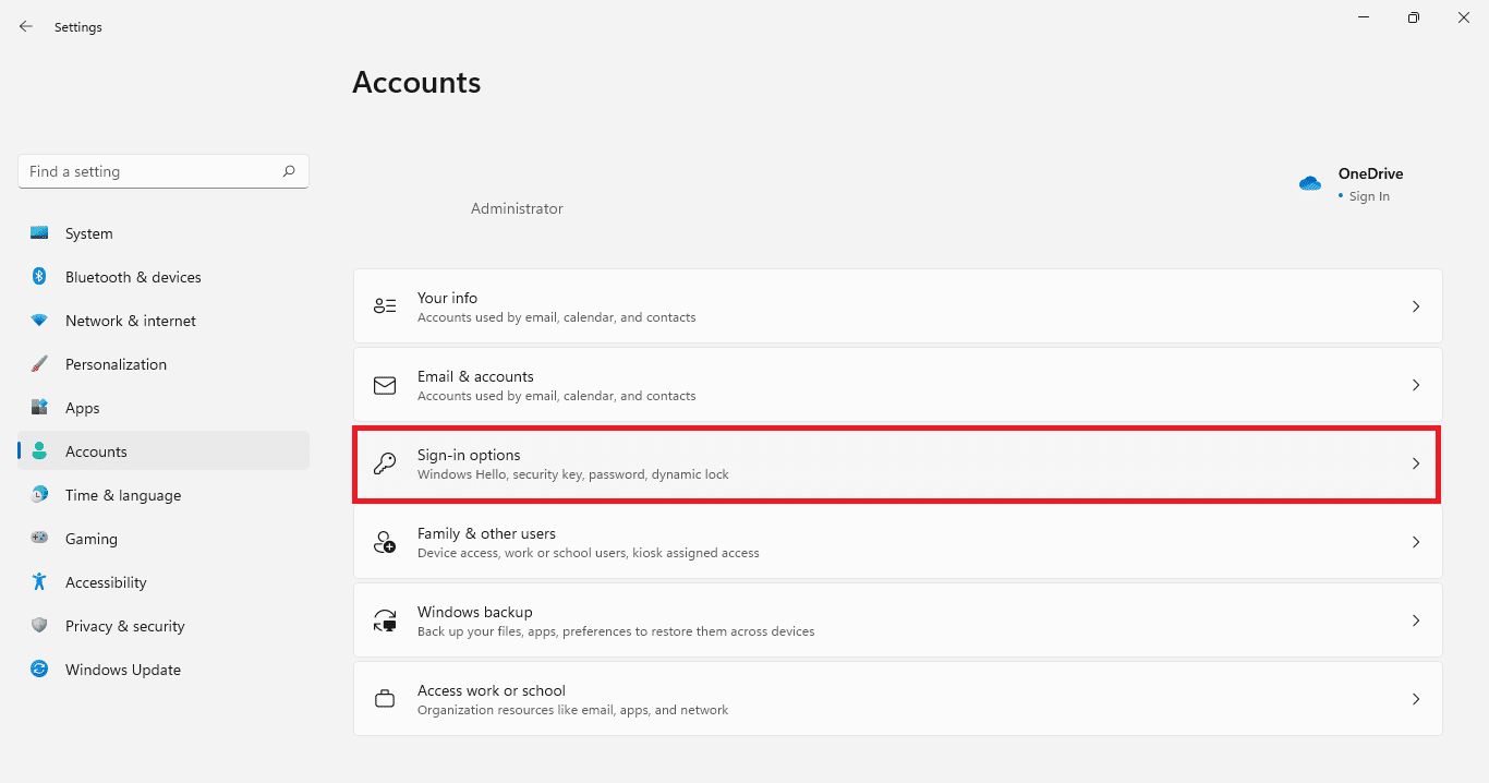 Pestaña de cuenta en la aplicación Configuración