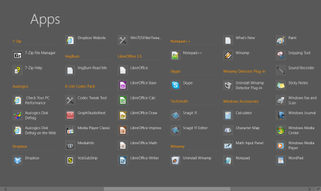 Pantalla de inicio de Windows 8