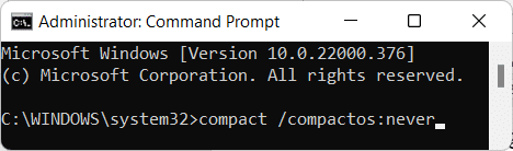 Comando de línea de comandos para deshabilitar el sistema operativo compacto. ¿Cómo habilitar o deshabilitar el sistema operativo compacto en Windows 11?