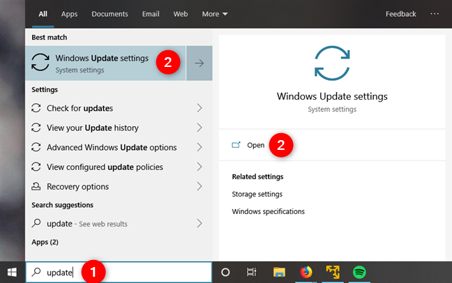 Buscando Windows Update en Windows 10