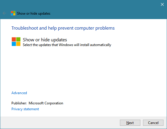 Mostrar u ocultar actualizaciones en Windows 10
