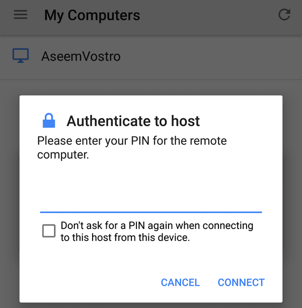 autenticarse en el host
