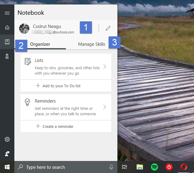 Windows 10, Cortana, configuración