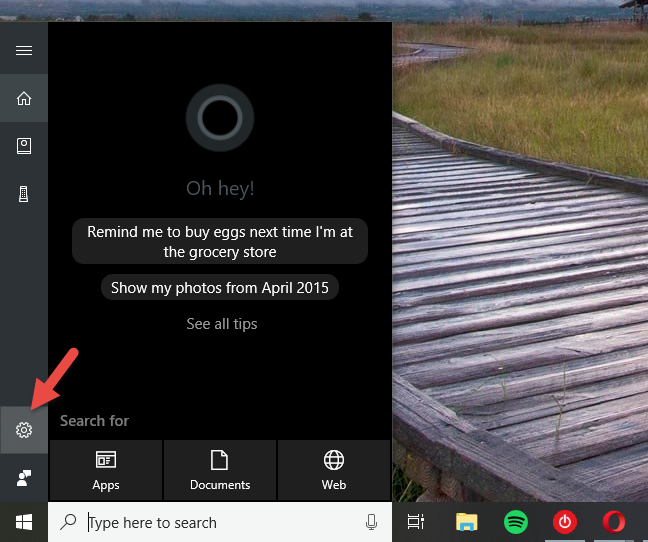 Windows 10, Cortana, configuración