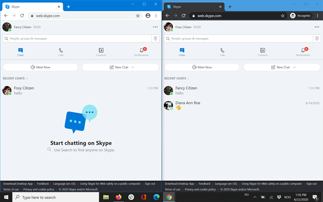 Acceda a varias cuentas de Skype desde el mismo navegador yendo de incógnito