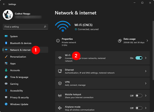 Acceda a Wi-Fi en la aplicación de configuración de Windows 11