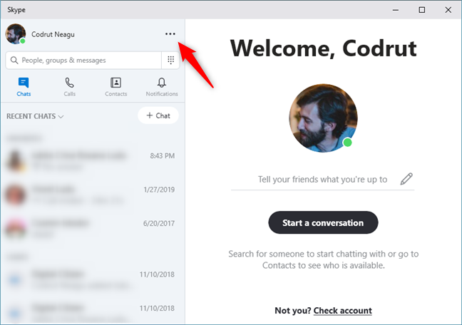 Botón Más en Skype para Windows