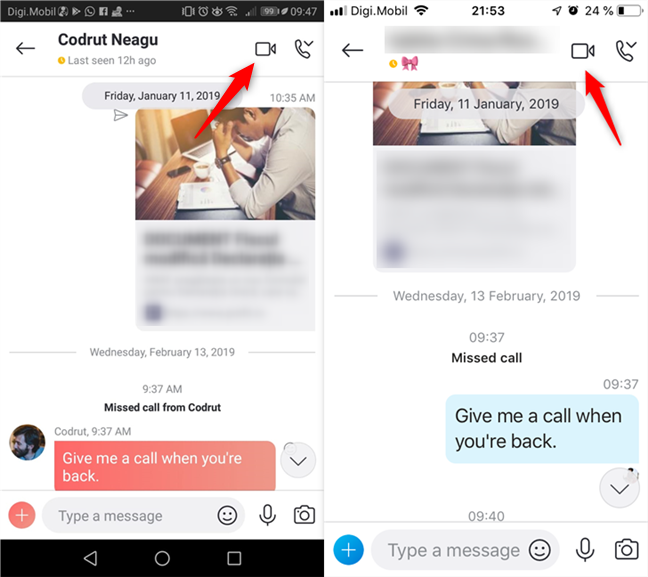 Iniciar una videollamada en Skype para Android e iOS