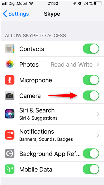 Permitir que Skype use la cámara de iOS