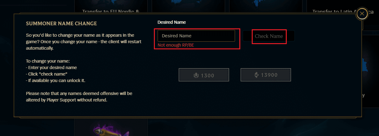 ingrese el nombre deseado y haga clic en el botón de verificación de nombre.  Cómo cambiar tu nombre de invocador en League of Legends