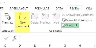 excel 2013 comentario