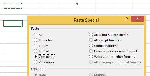 pegar comentarios especiales