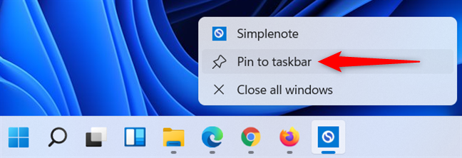 Cómo anclar a la barra de tareas en Windows 11 usando el icono de la barra de tareas de una aplicación