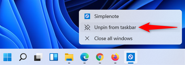 Cómo desanclar de la barra de tareas en Windows 11