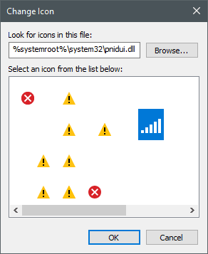 Iconos almacenados en el archivo pnidui.dll