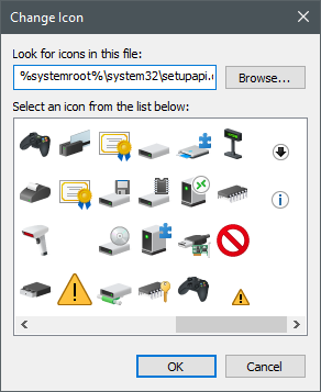 Iconos almacenados en el archivo setupapi.dll
