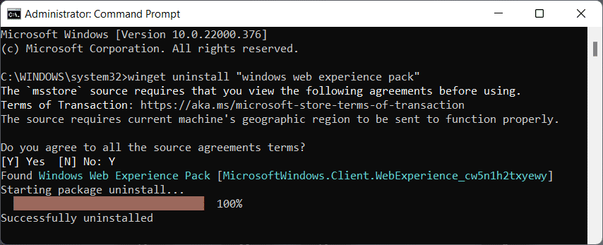Widgets desinstalados con éxito.  ¿Cómo eliminar el widget meteorológico de la barra de tareas en Windows 11?