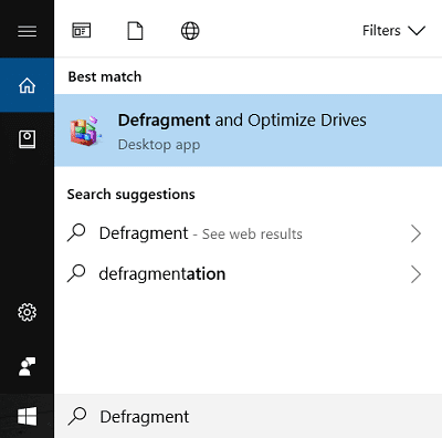 Haga clic en Desfragmentar y optimizar unidades