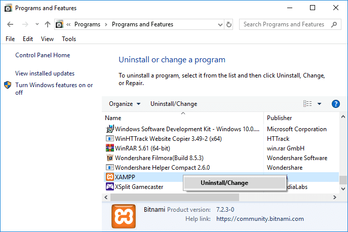 Haga clic derecho en su programa que estaba dando el error de falta MSVCP140.dll y seleccione Desinstalar