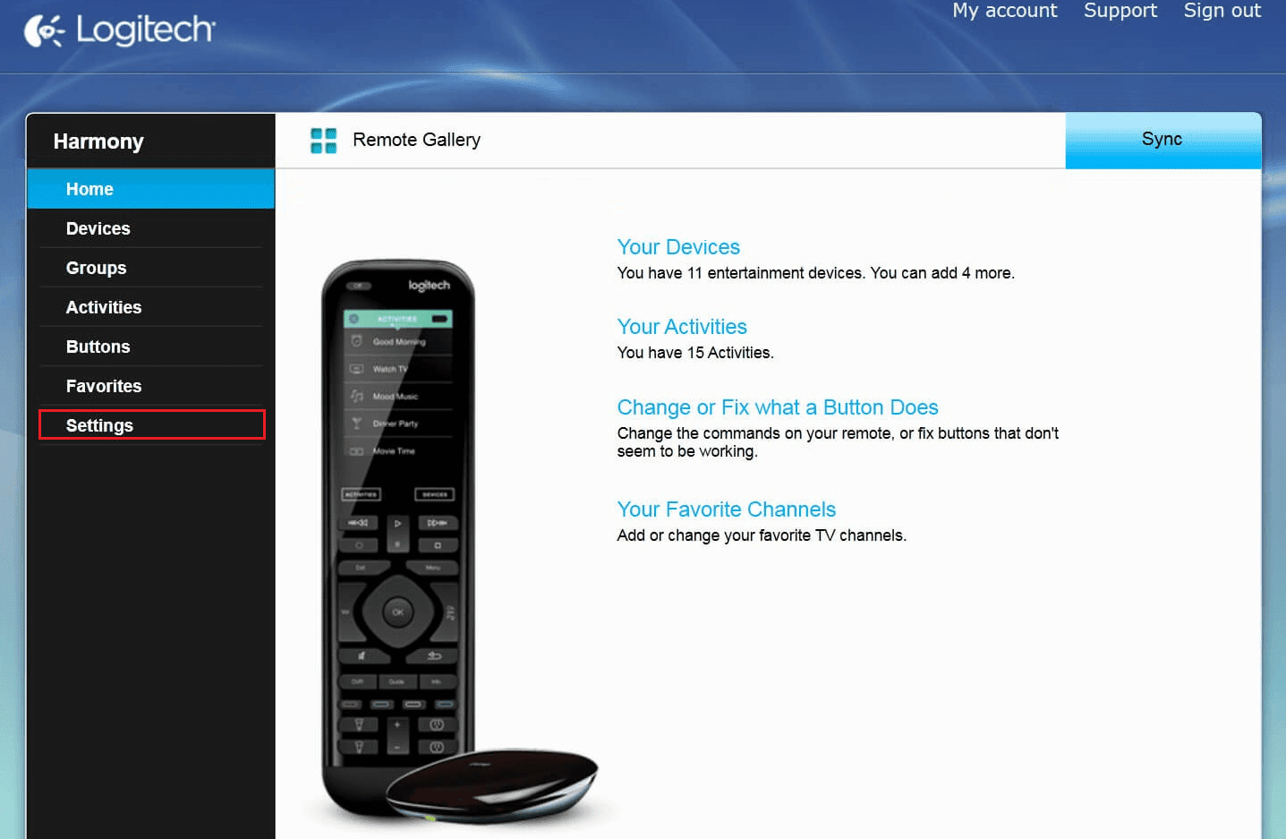 Haga clic en Configuración en el panel izquierdo