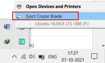 haga clic con el botón derecho en el dispositivo USB y seleccione la opción Expulsar dispositivo USB