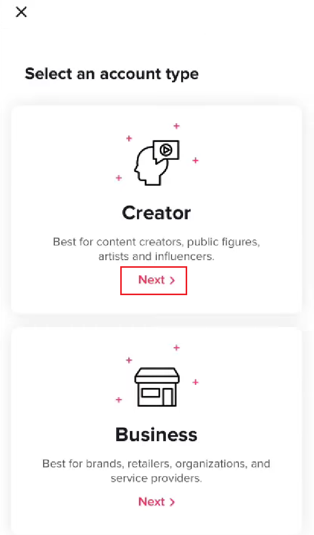 Toque Siguiente en la pestaña Creador